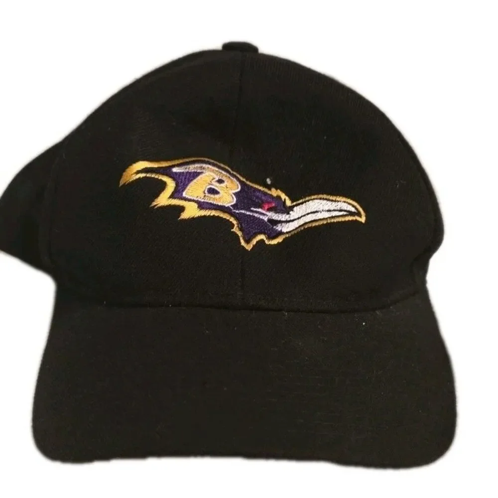 Baltimore Ravens NFL Hat Black Adjustable Baseball Cap H.M. Caps Side Patch Logo